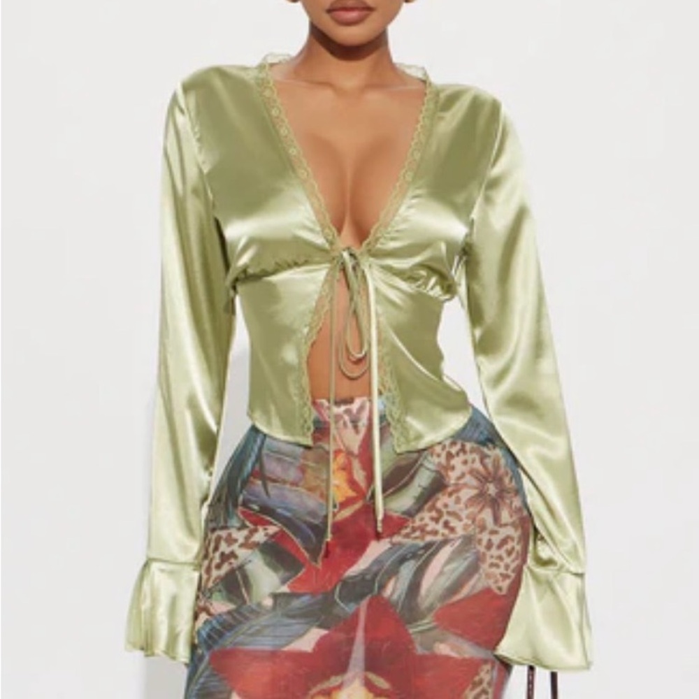 Gorgeously Beautiful Satin Top - Sage